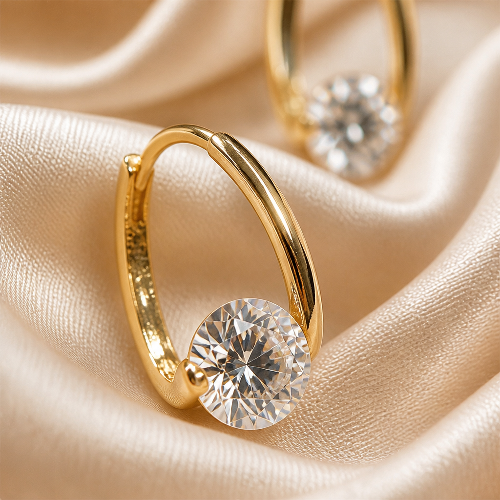 LuxeLume – Delicate Teardrop Hoop Earrings with Zirconia Stone - Lamylie