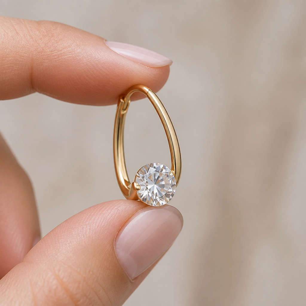 LuxeLume – Delicate Teardrop Hoop Earrings with Zirconia Stone - Lamylie