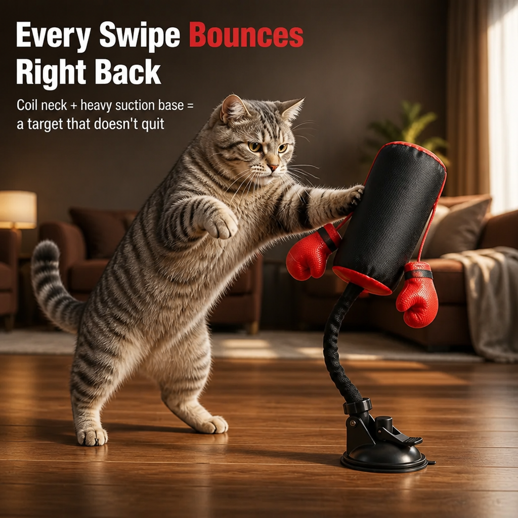 PouncePulse — Burn Off Indoor Cat Energy with Spring-Loaded Boxing Action - Lamylie