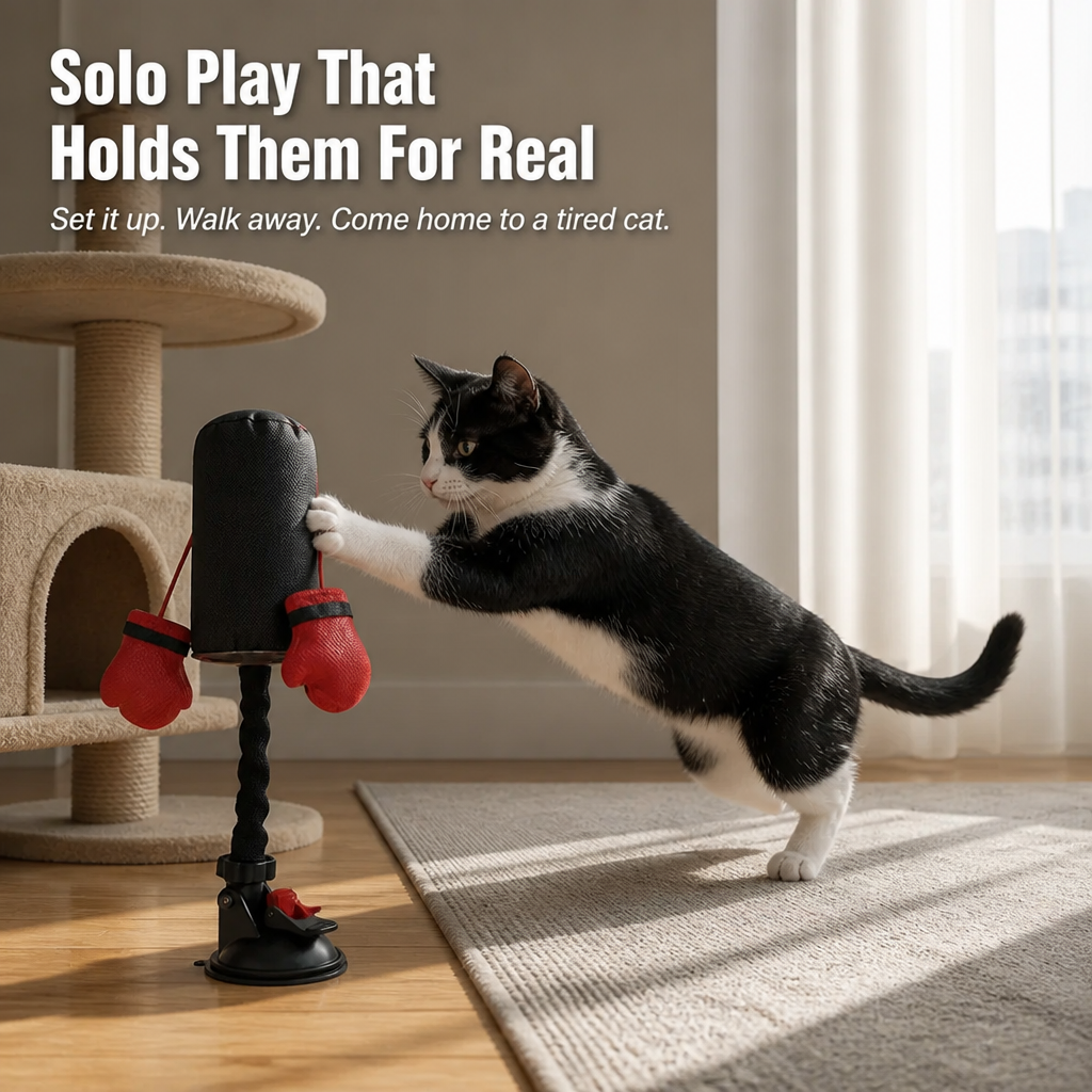 PouncePulse — Burn Off Indoor Cat Energy with Spring-Loaded Boxing Action - Lamylie