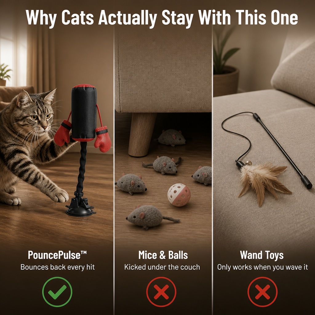 PouncePulse — Burn Off Indoor Cat Energy with Spring-Loaded Boxing Action - Lamylie