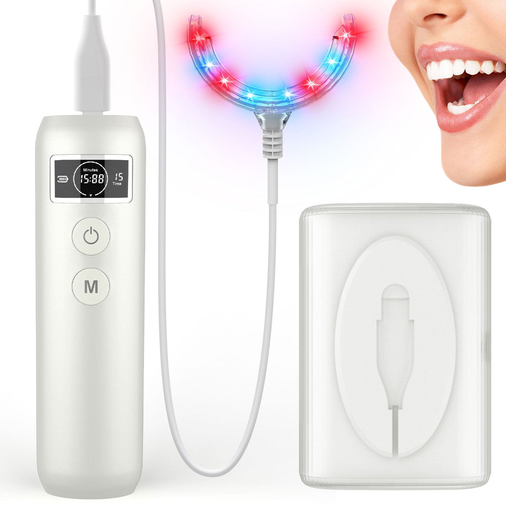 Dispositivo ergonomico per la cura dentale con luce rossa — 16 diodi (8 rossi da 660nm, 8 blu da 450nm)