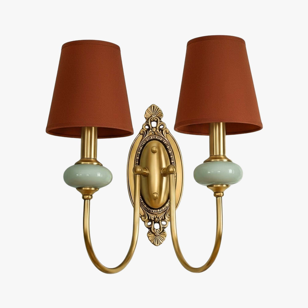Ceramic Wall Lamp with Fabric Shade - 1 or 2 Light Points - E27 - Various Colors & Styles - Lamylie