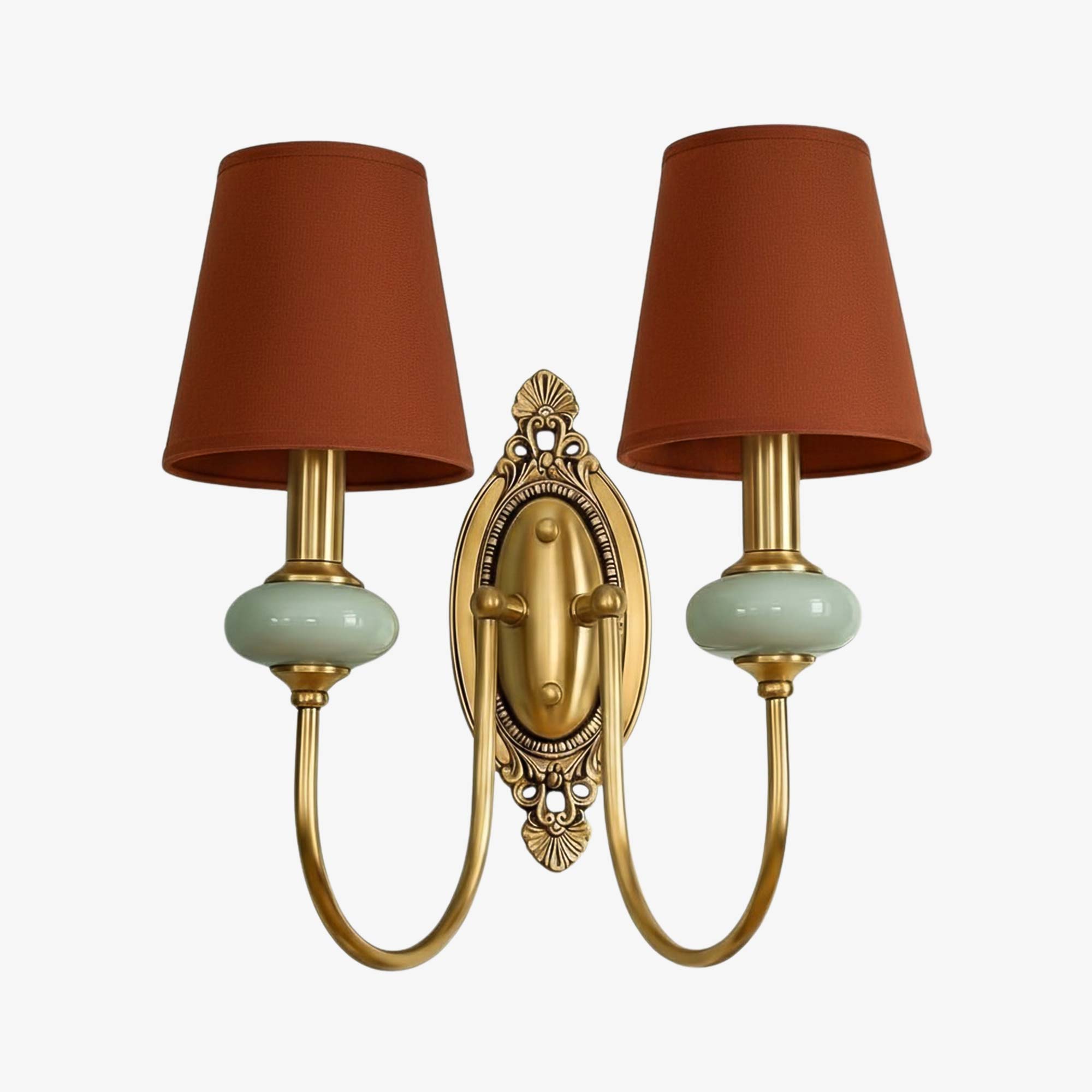 Ceramic Wall Lamp with Fabric Shade - 1 or 2 Light Points - E27 - Various Colors & Styles - Lamylie