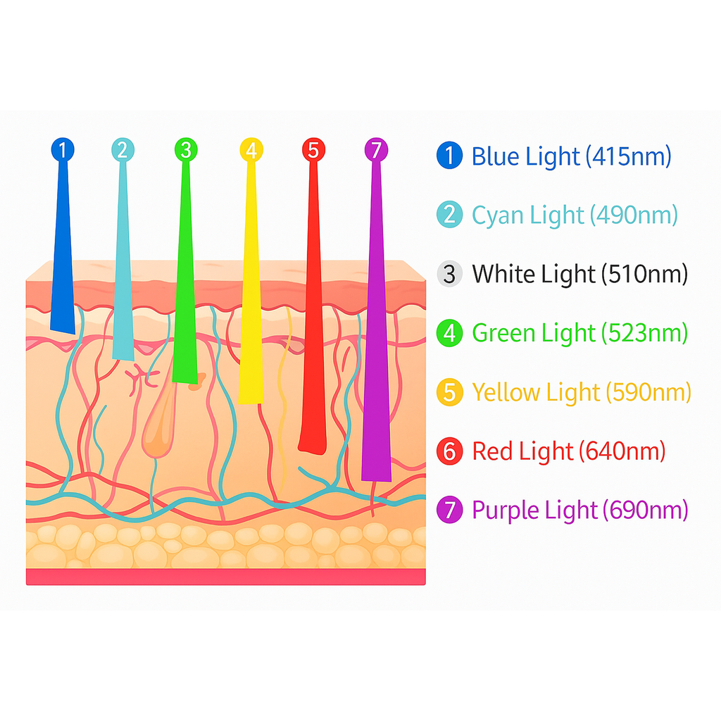 LED Light Therapy Device with Seven Colors for Skin Renewal - Lamylie