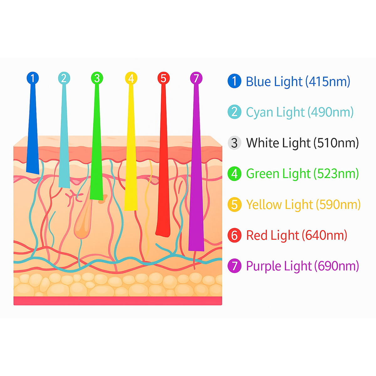 LED Light Therapy Device with Seven Colors for Skin Renewal - Lamylie