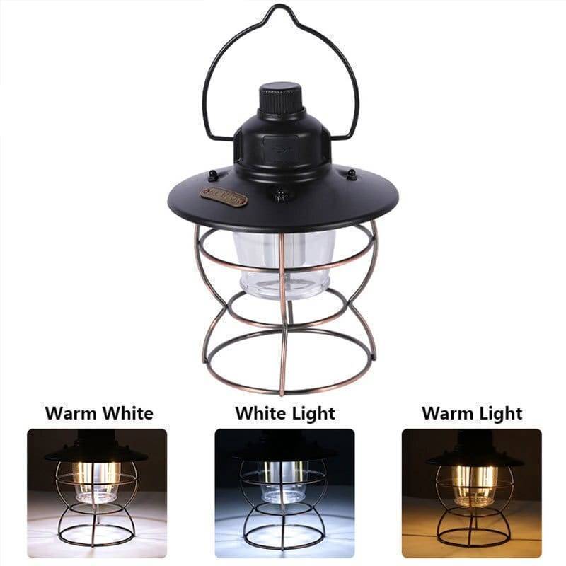 Rechargeable Camping Lantern with 3 Lighting Modes – Vintage Design - Lamylie