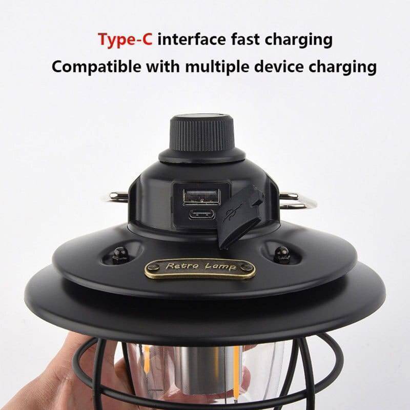 Rechargeable Camping Lantern with 3 Lighting Modes – Vintage Design - Lamylie