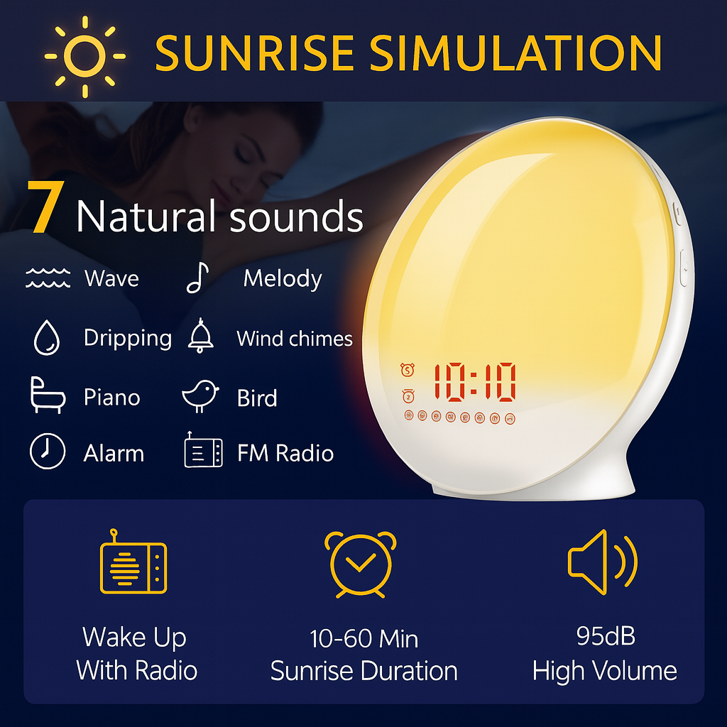 Smart Alarm Clock with Sunrise Simulation and Light Therapy功能 - Lamylie