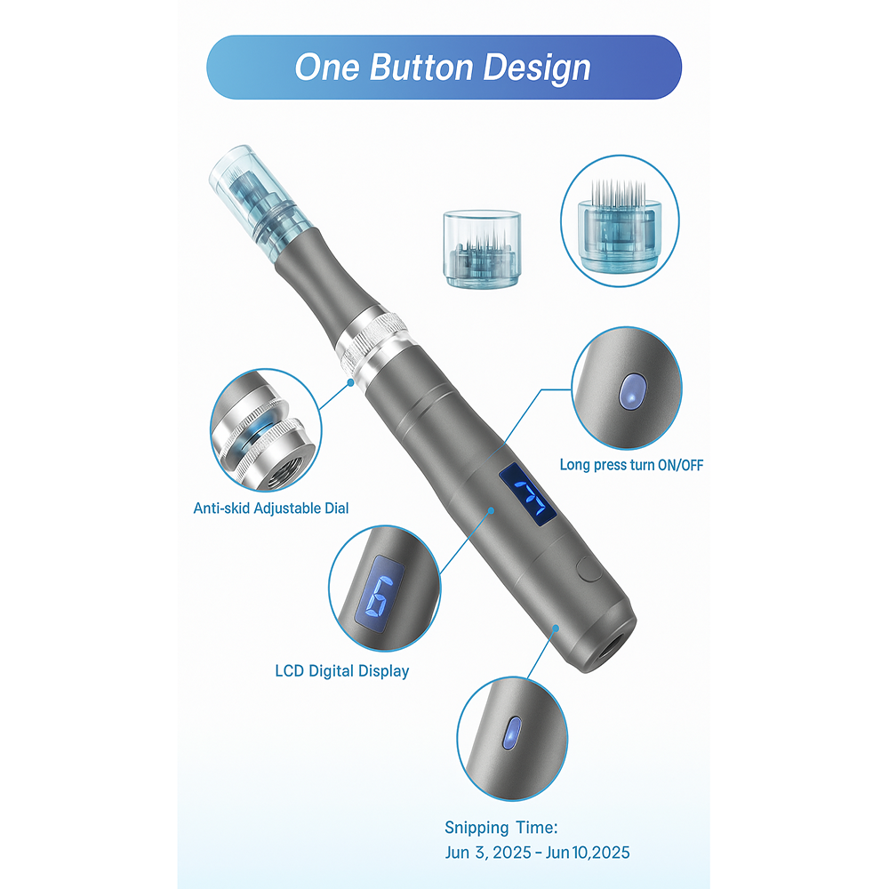 Microneedling Dermapen with USB Rechargeable Feature, 5 x 32Pin Cartridges - Lamylie