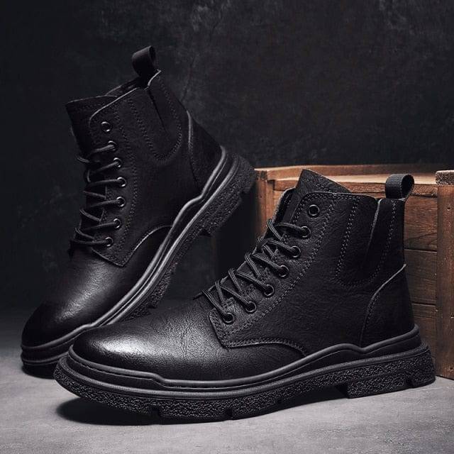 Men's Vintage Leather Ankle Boots - Durable and Stylish Footwear - Lamylie