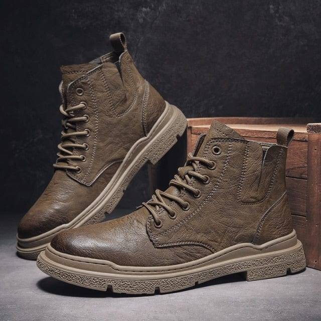 Men's Vintage Leather Ankle Boots - Durable and Stylish Footwear - Lamylie