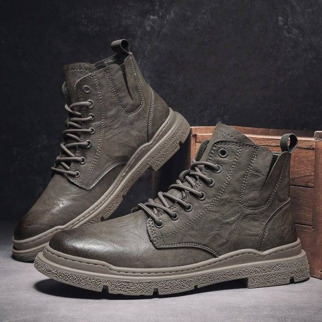 Men's Vintage Leather Ankle Boots - Durable and Stylish Footwear - Lamylie