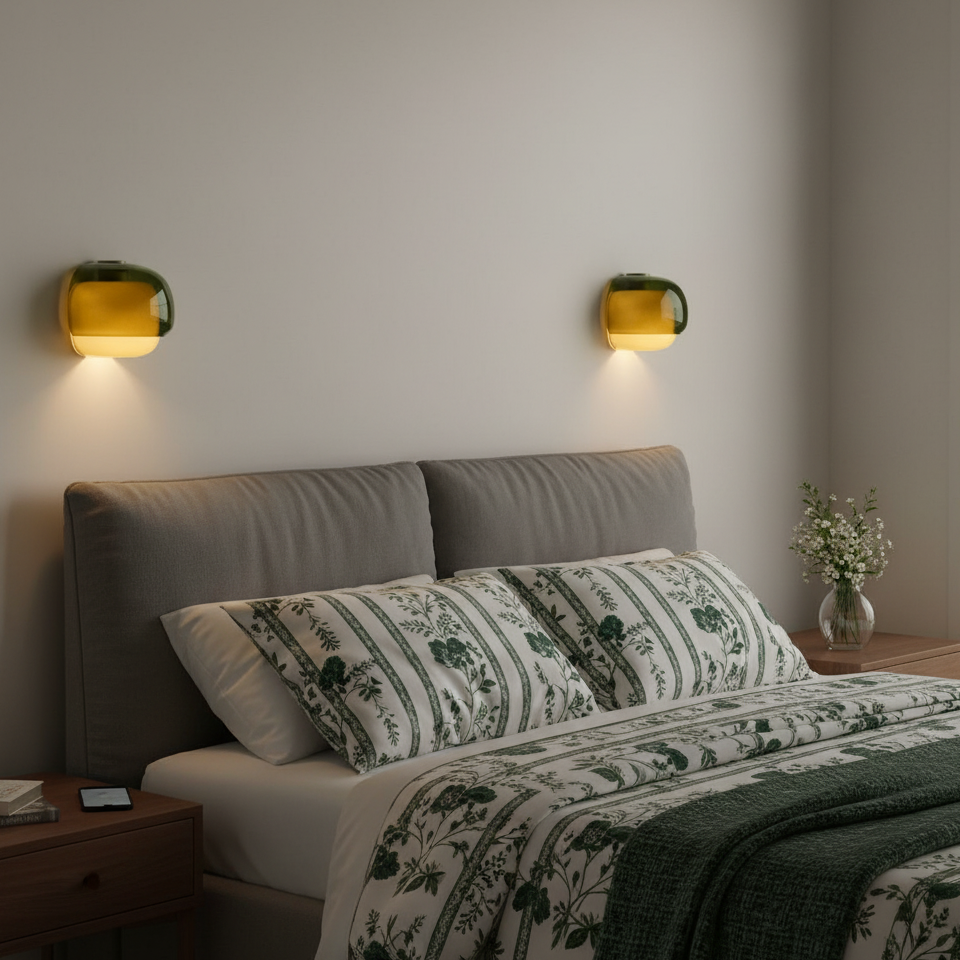 Lampada da parete moderna in vetro con doppio paralume a forma di fungo | Accento colorato per camera da letto e corridoio - Lamylie