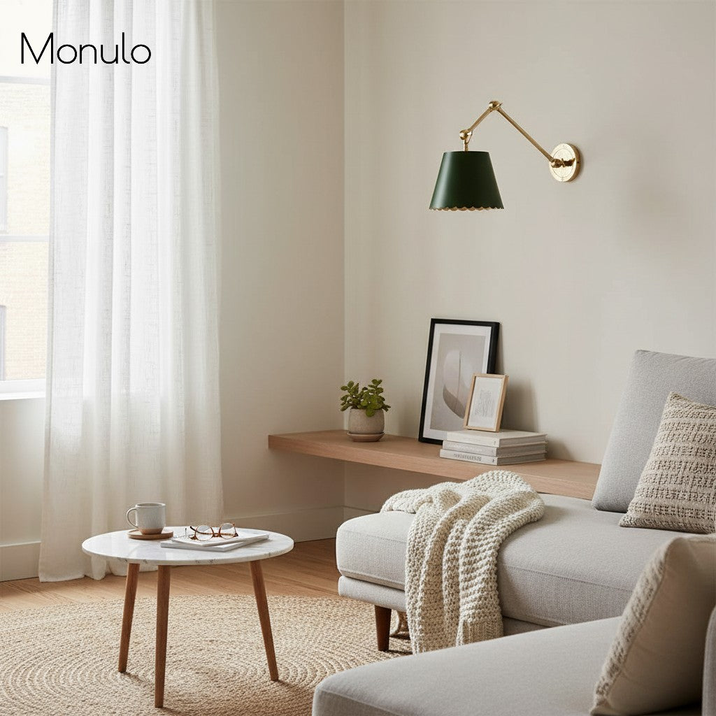 Wall Lamp with Scalloped Shade | Modern Rustic Lighting for Bedroom and Living Spaces - Lamylie