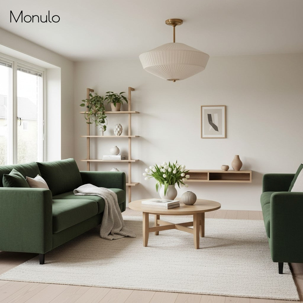 Semi-Flush Ceiling Lamp Metal Fabric Shade Streamlined Design Contemporary Lighting Living Room Bedroom Scandinavian Interior Vintage Details - Lamylie