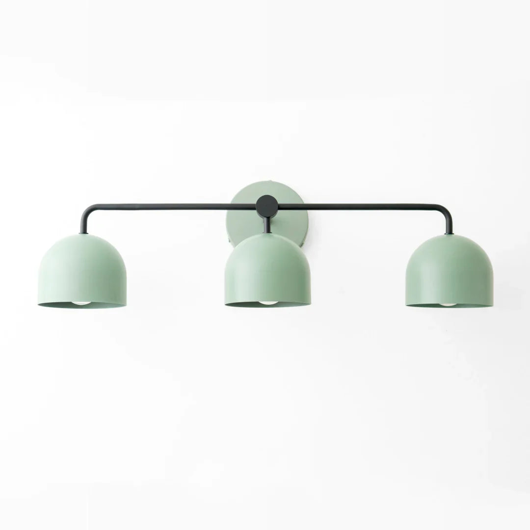 Væglampe med kuppelskærme, moderne skandinavisk design i sort metal og messing, 2-3 lyspunkter, stemningsbelysning til badeværelse, entré og soveværelse - Lamylie