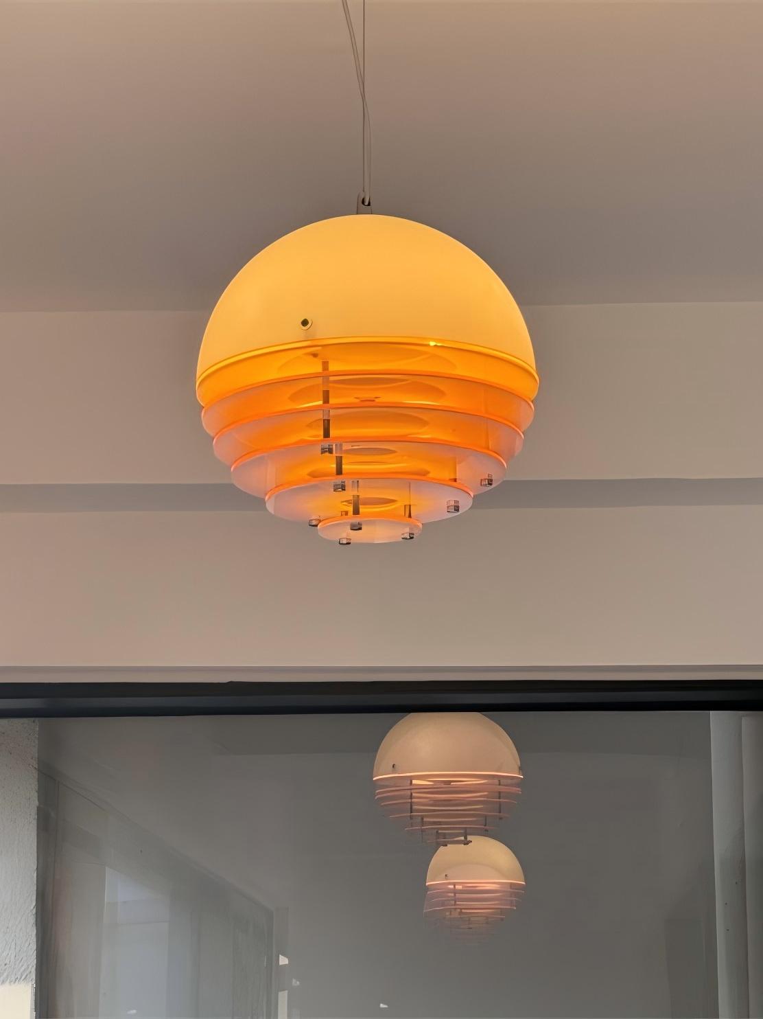 Stylish Pendant Lamp Bauhaus Design Orange-White Ambient Lighting for Modern Interiors - Lamylie