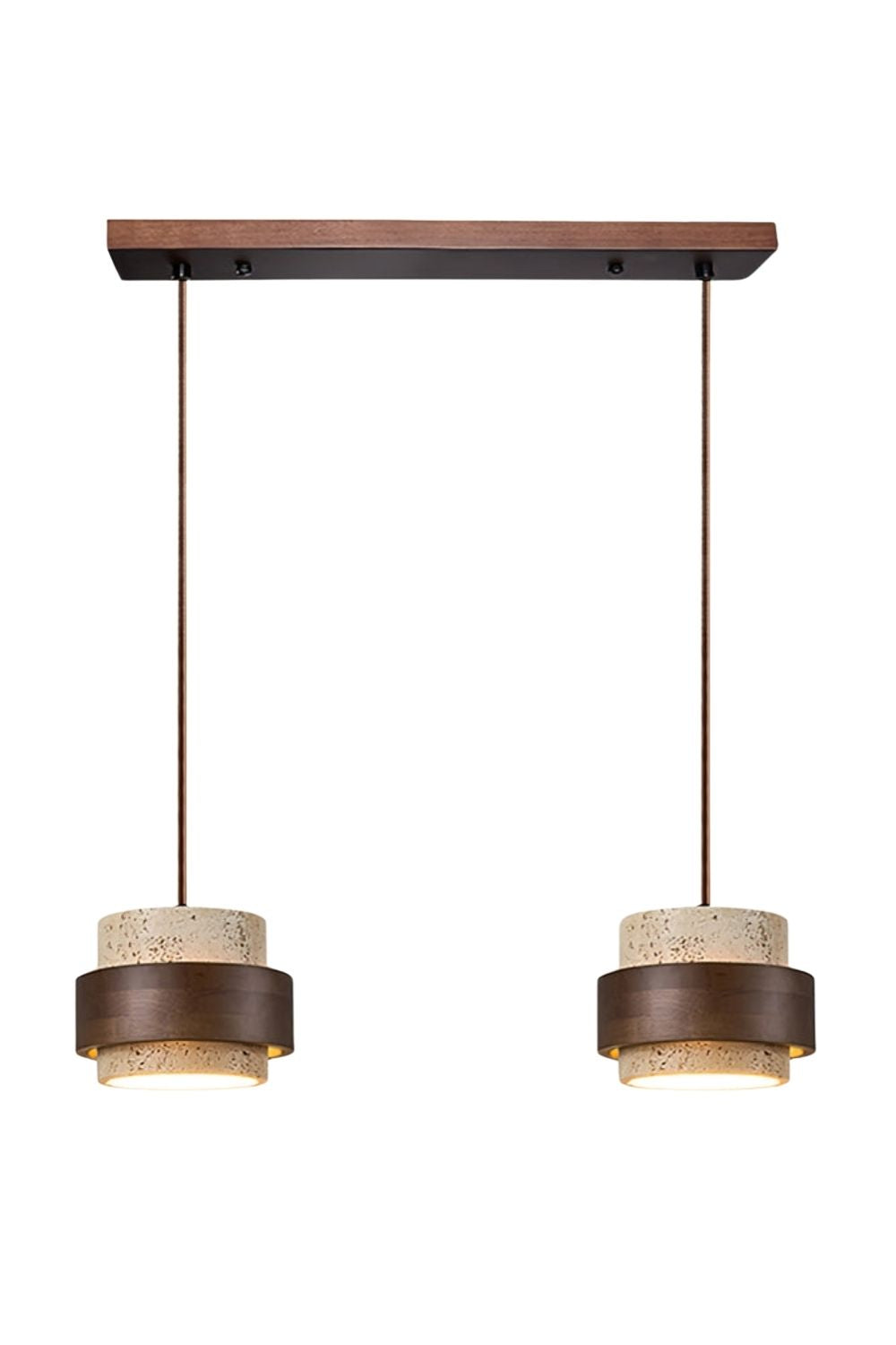 Holzpendelleuchte mit Travertin-Finish | Organische Lichtquelle für Esszimmer und Wohnzimmer - Lamylie