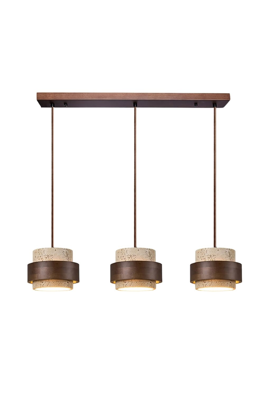 Holzpendelleuchte mit Travertin-Finish | Organische Lichtquelle für Esszimmer und Wohnzimmer - Lamylie