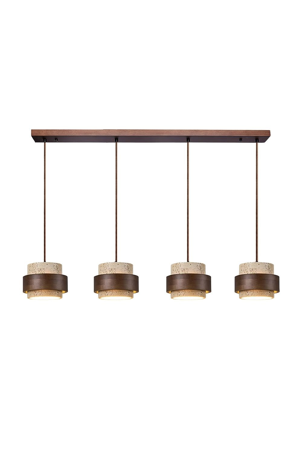 Holzpendelleuchte mit Travertin-Finish | Organische Lichtquelle für Esszimmer und Wohnzimmer - Lamylie