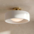 Porcelain Ceiling Lamp with Sleek Mounting | Modern Low Profile Lamp Ceramic Surface Lighting - Lamylie