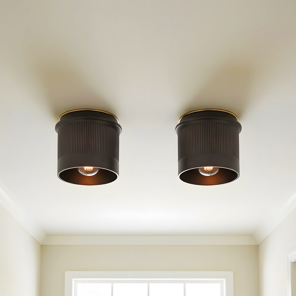 Vintage Black Metal Industrial Ceiling Lamp Rustic Design | Flush Mount for Kitchen Bedroom Hall - Lamylie