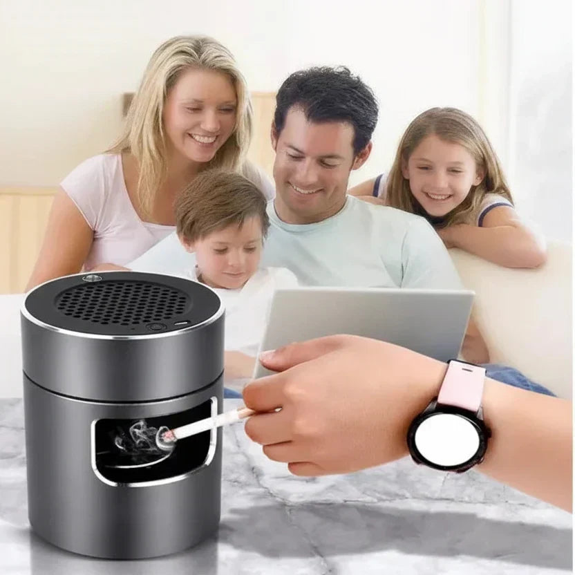 Cenicero compacto sin humo PureNova — Filtro HEPA y tecnología de ionización USB