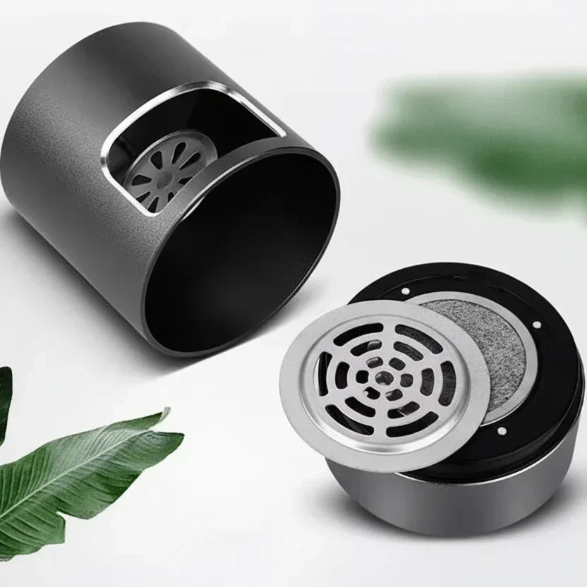 Cenicero compacto sin humo PureNova — Filtro HEPA y tecnología de ionización USB