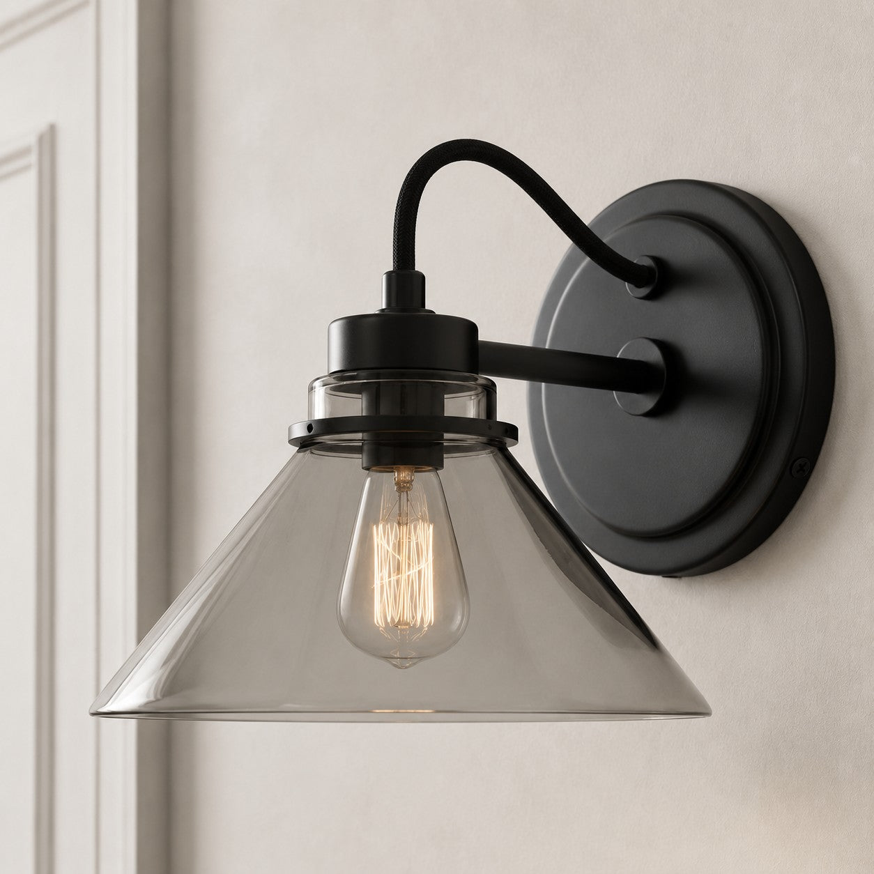 Globe Wall Lamp with Curved Arm | Modern Industrial Lighting for Bathroom, Bedroom, and Hall - Lamylie