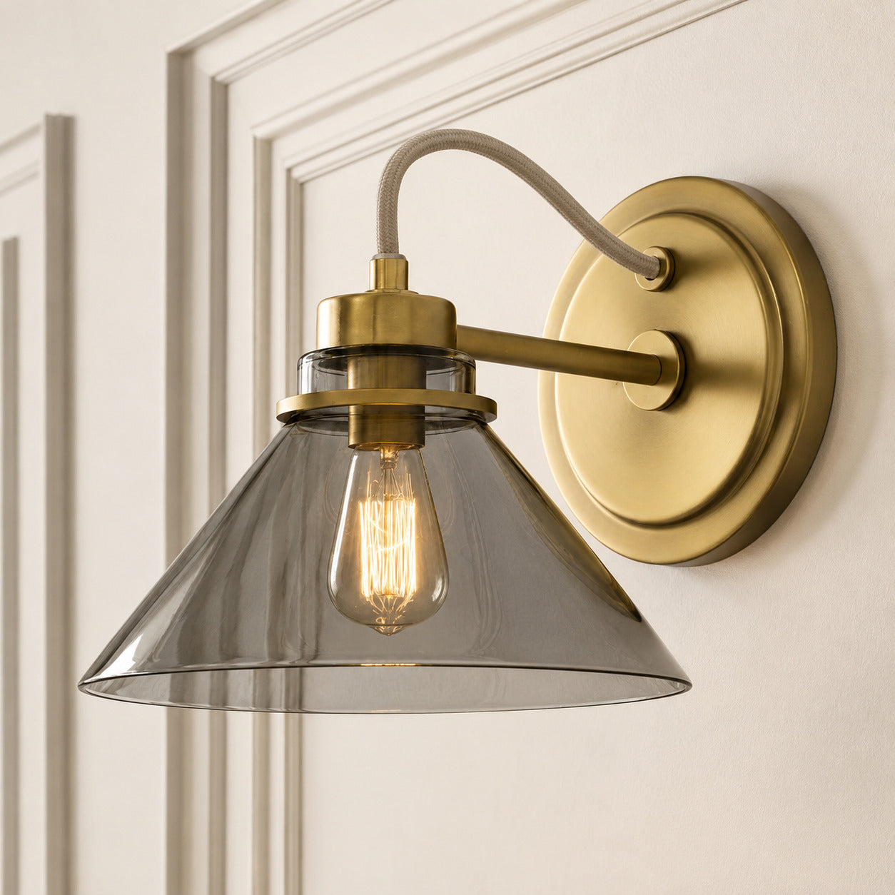 Globe Wall Lamp with Curved Arm | Modern Industrial Lighting for Bathroom, Bedroom, and Hall - Lamylie