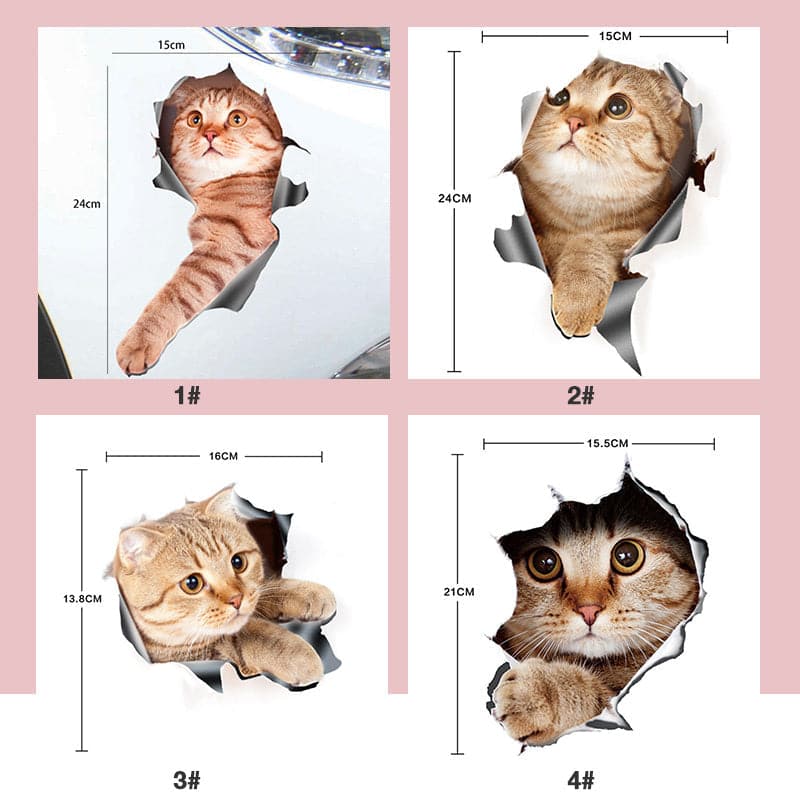 Søde 3D-vægklistermærker med katte og hunde - Lamylie
