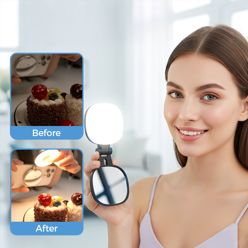 3-in-1 Selfie Light with Mirror and Smartphone Holder - Lamylie