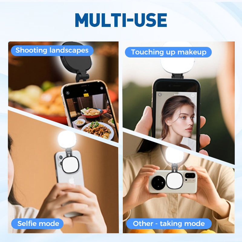 3-in-1 Selfie Light with Mirror and Smartphone Holder - Lamylie