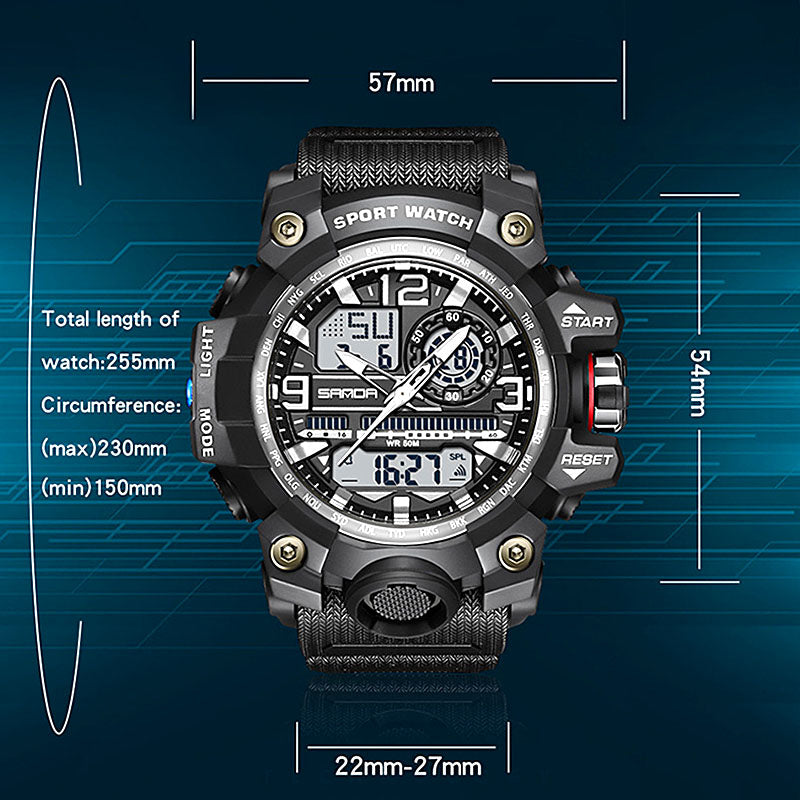 Montre multifonction pour homme avec affichage lumineux et résistance à l’eau – Lamylie