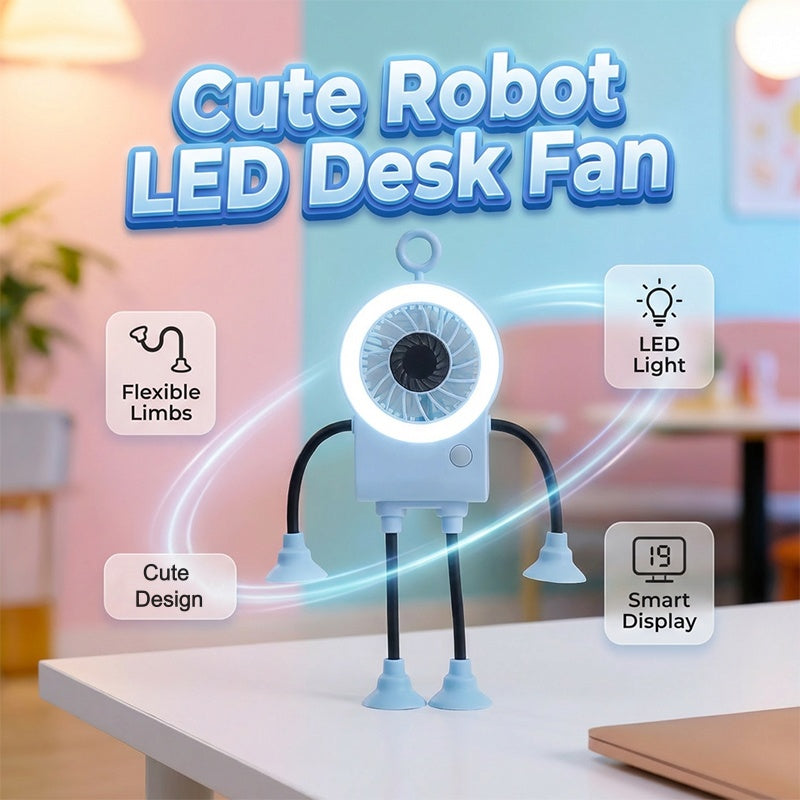 LED Light Robot Table Fan - Lamylie