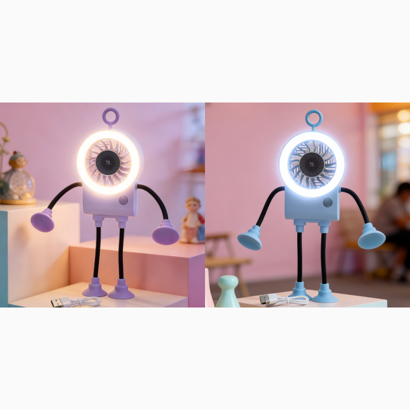 LED Light Robot Table Fan - Lamylie