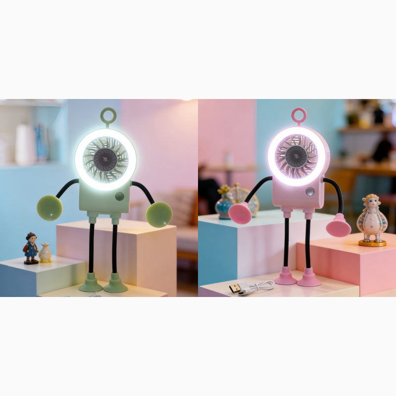 LED Light Robot Table Fan - Lamylie