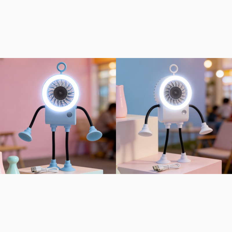 LED Light Robot Table Fan - Lamylie