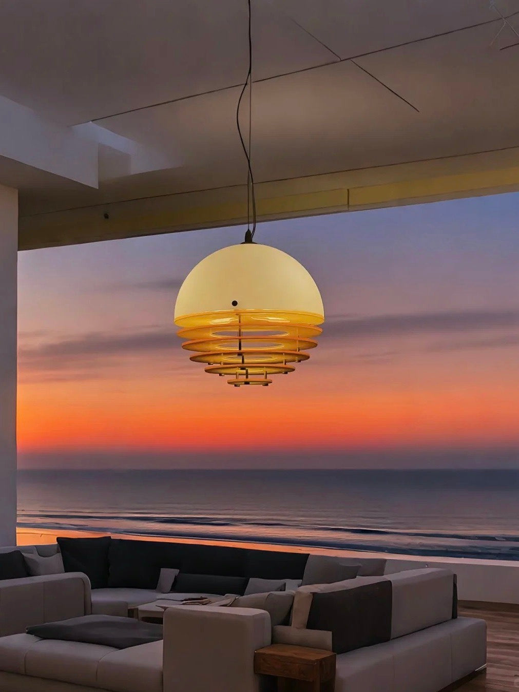 Stylish Pendant Lamp Bauhaus Design Orange-White Ambient Lighting for Modern Interiors - Lamylie