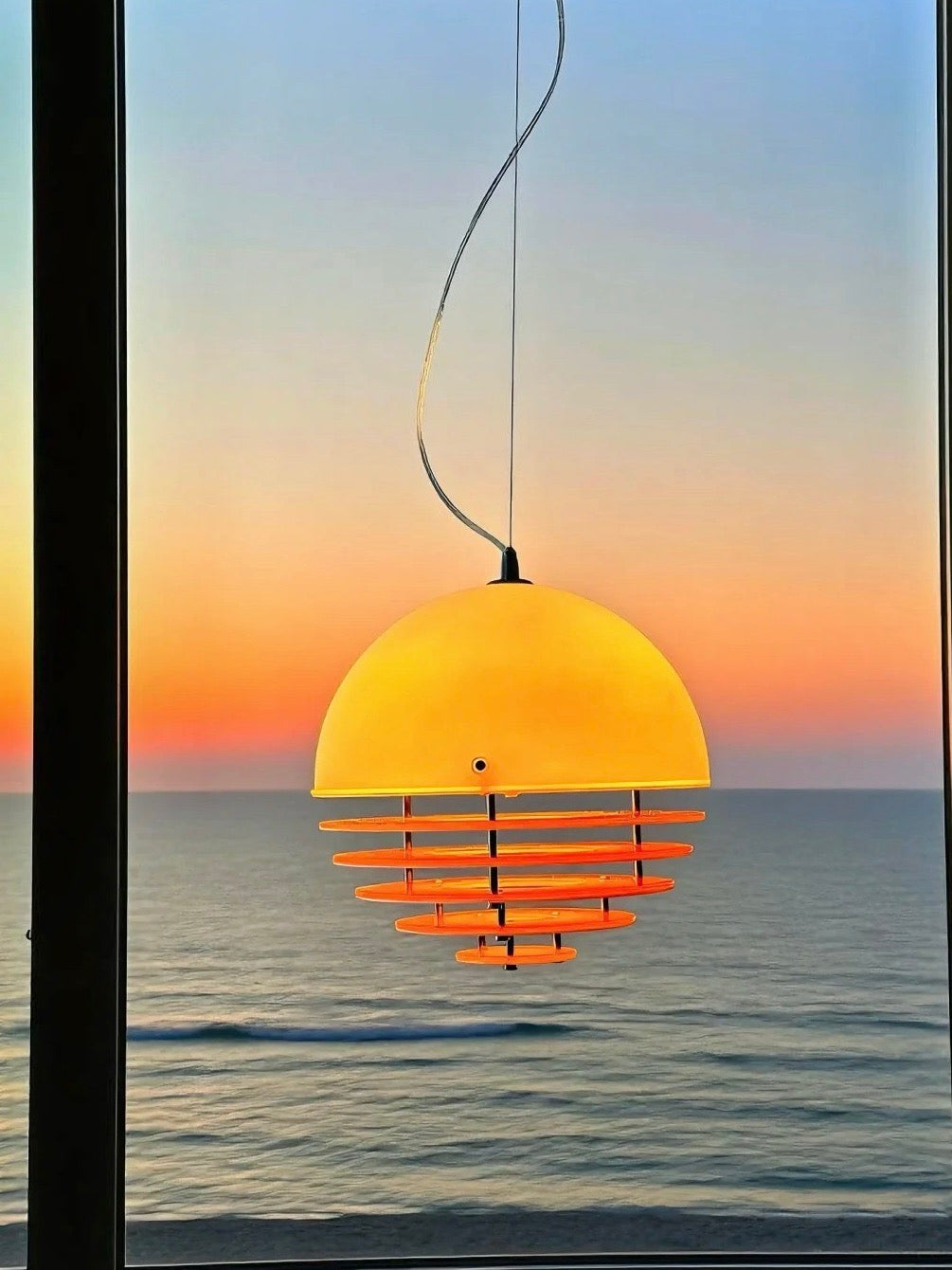 Stylish Pendant Lamp Bauhaus Design Orange-White Ambient Lighting for Modern Interiors - Lamylie