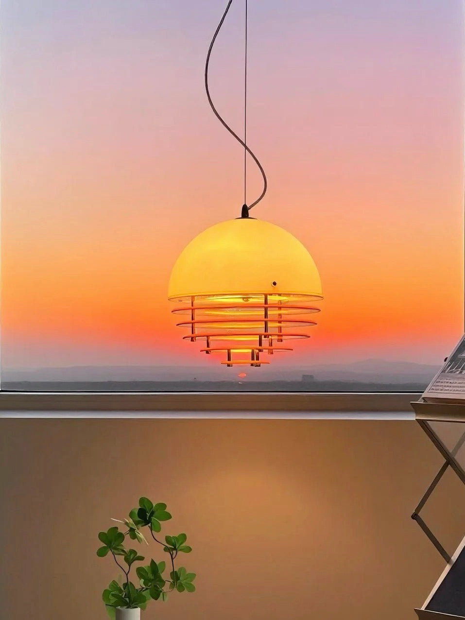 Stylish Pendant Lamp Bauhaus Design Orange-White Ambient Lighting for Modern Interiors - Lamylie