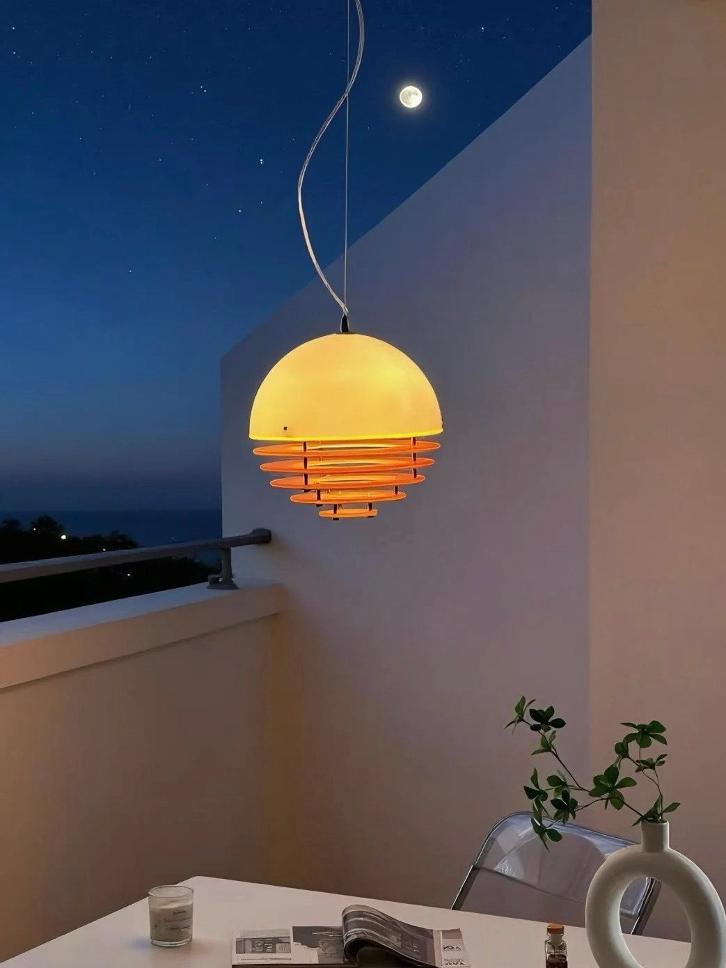 Stylish Pendant Lamp Bauhaus Design Orange-White Ambient Lighting for Modern Interiors - Lamylie