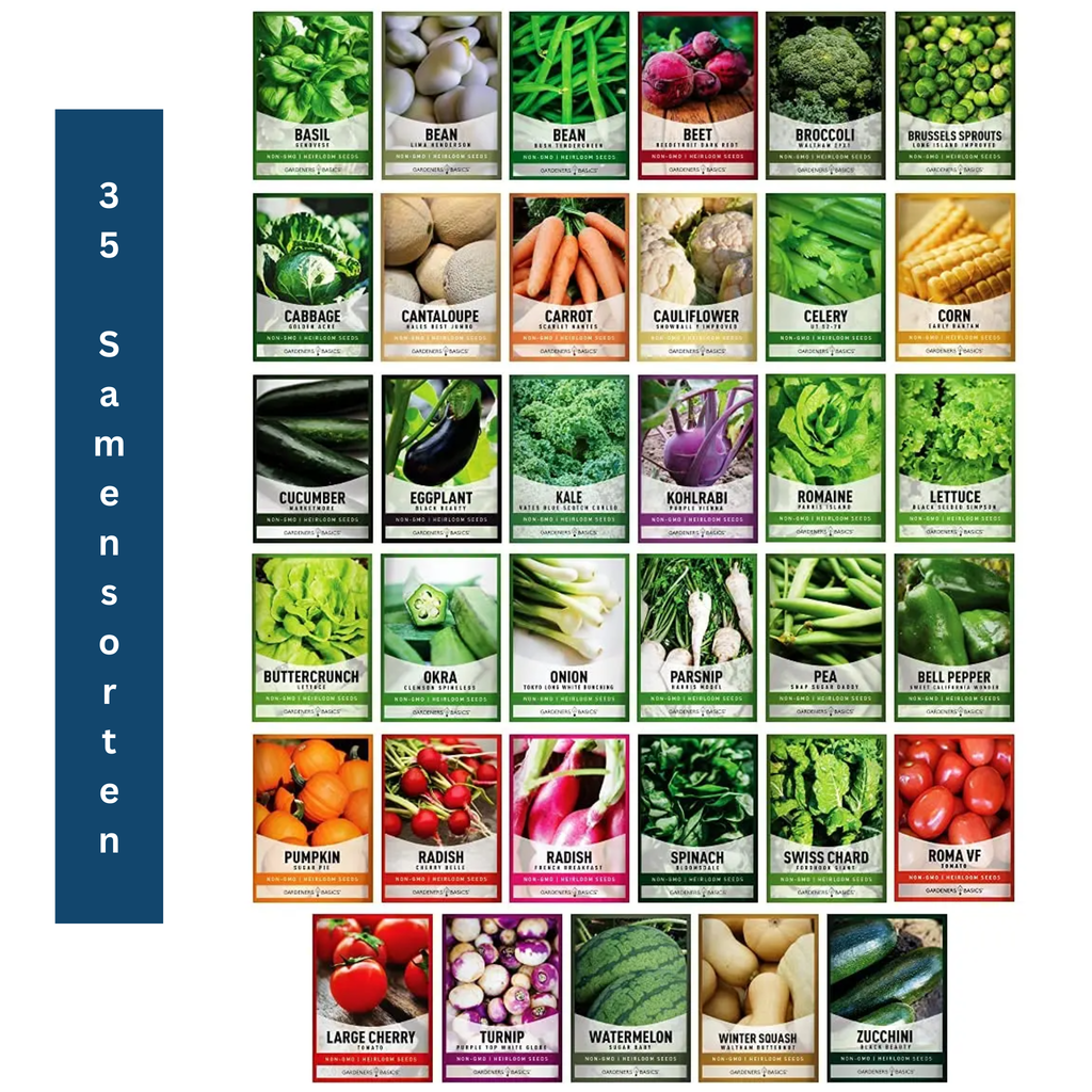 Bio-Saatgut-Sortiment für den Überlebensgarten – über 35 Samensorten – Lamylie