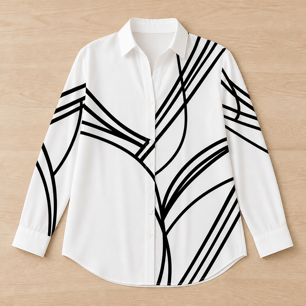 LumaLuxe – Skjorte med knapper, afslappet stregmønster og lommer - Lamylie