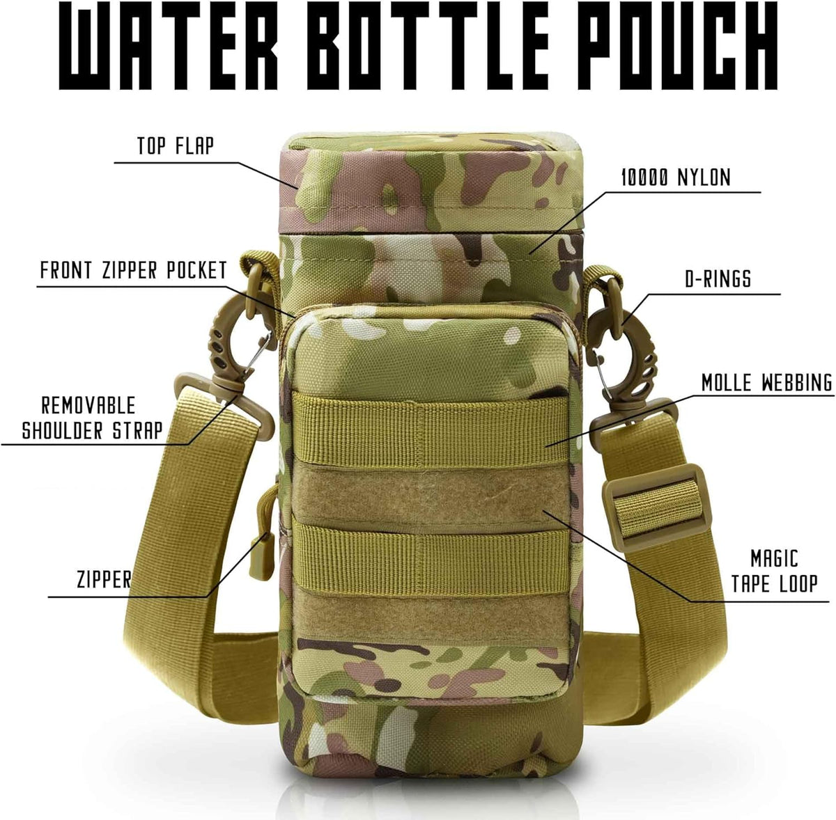Isolierte Wasserflaschenhalterung mit taktischen MOLLE-Befestigungen - Lamylie