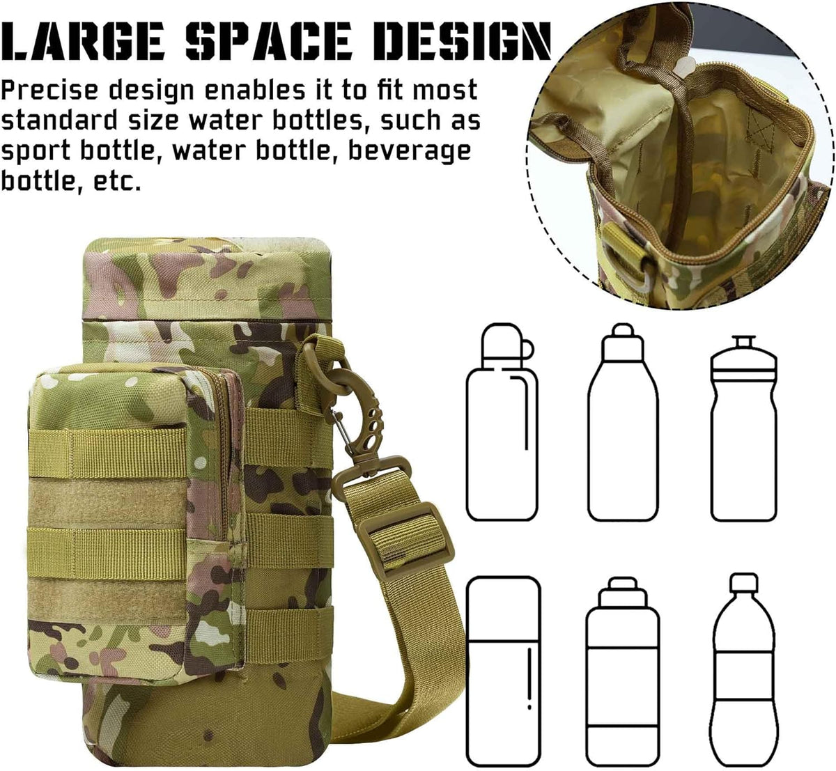 Isolierte Wasserflaschenhalterung mit taktischen MOLLE-Befestigungen - Lamylie