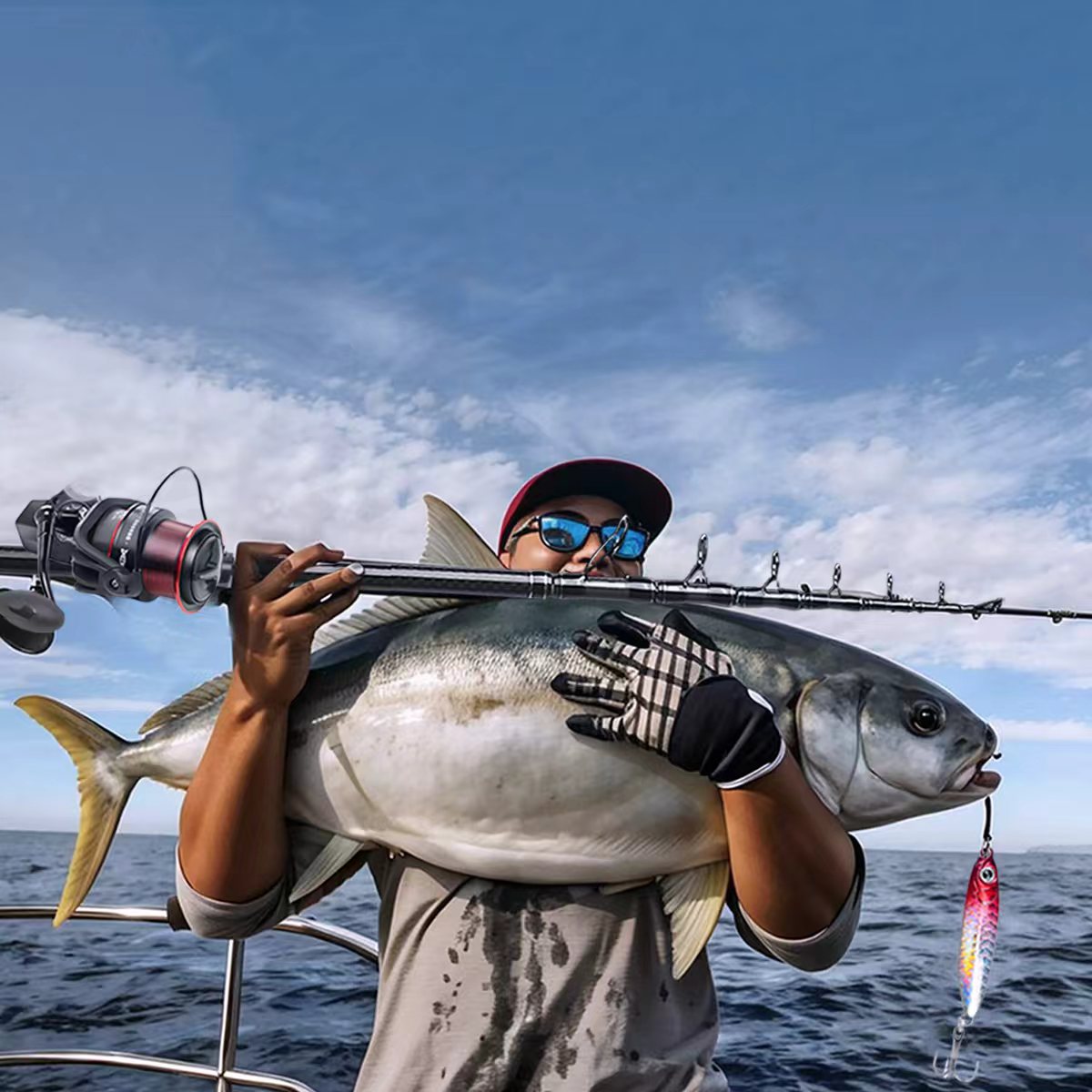 Cana de pesca em fibra de carbono com design telescópico - Lamylie
