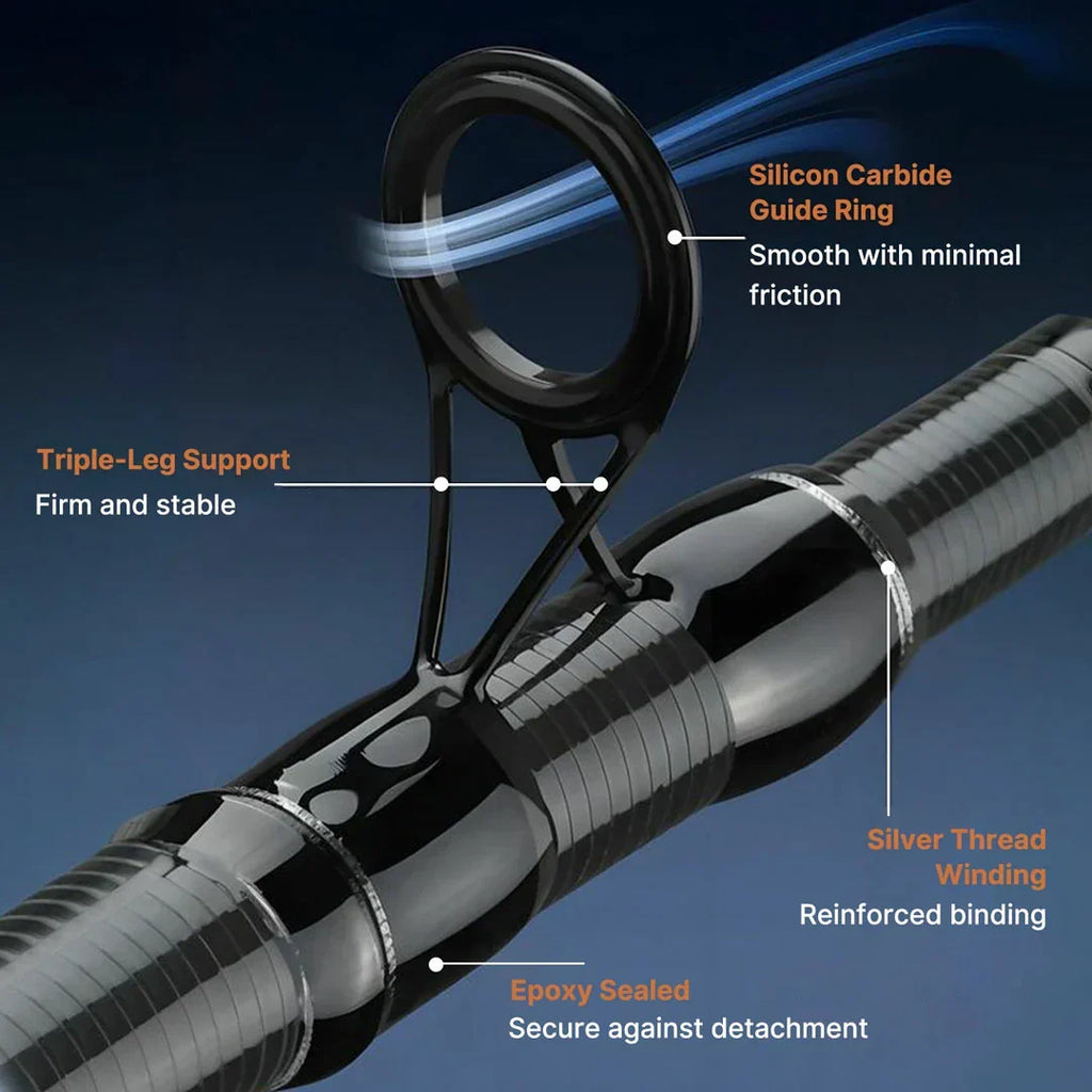 Cana de pesca em fibra de carbono com design telescópico - Lamylie