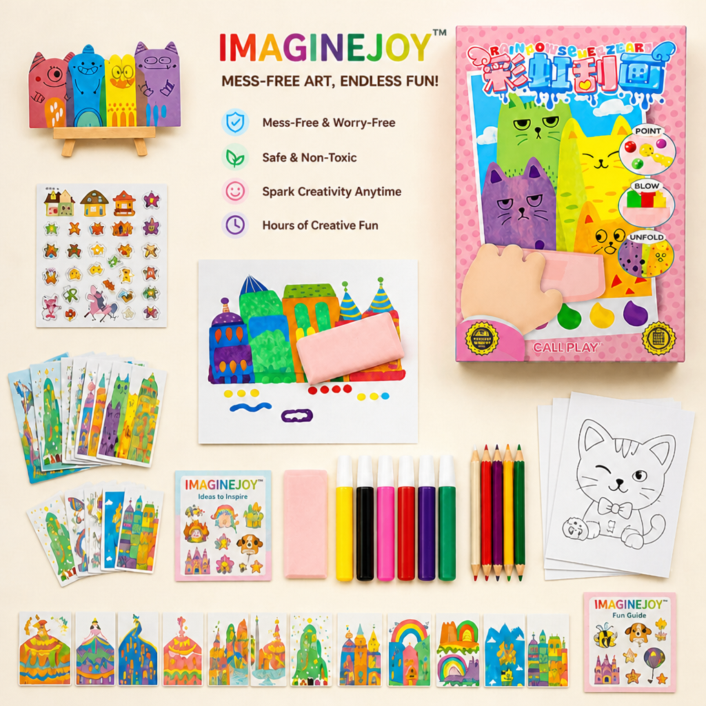 ImagineJoy — اضغط واكشط واكشف عن فن قوس قزح دون فوضى على الطاولة | متعة بلا شاشة - Lamylie
